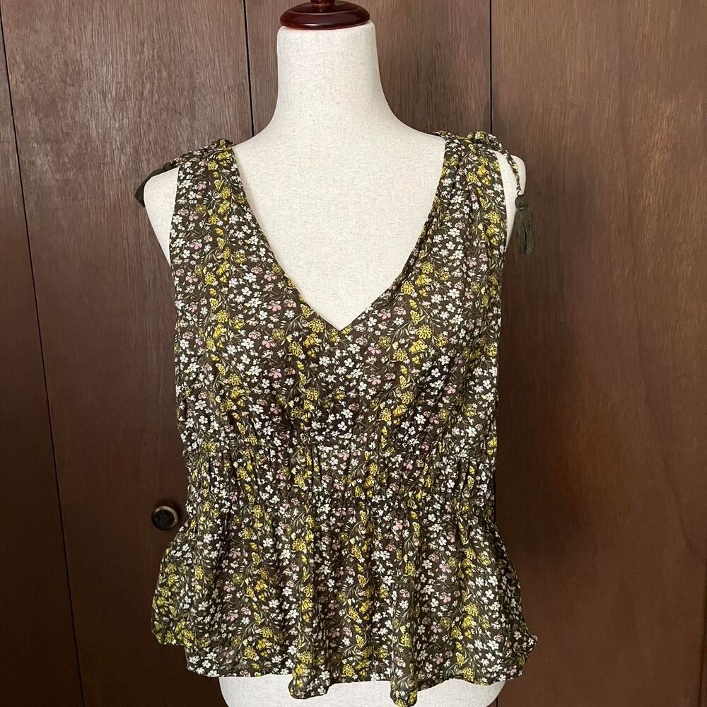 J. Crew Women's green floral Blouse